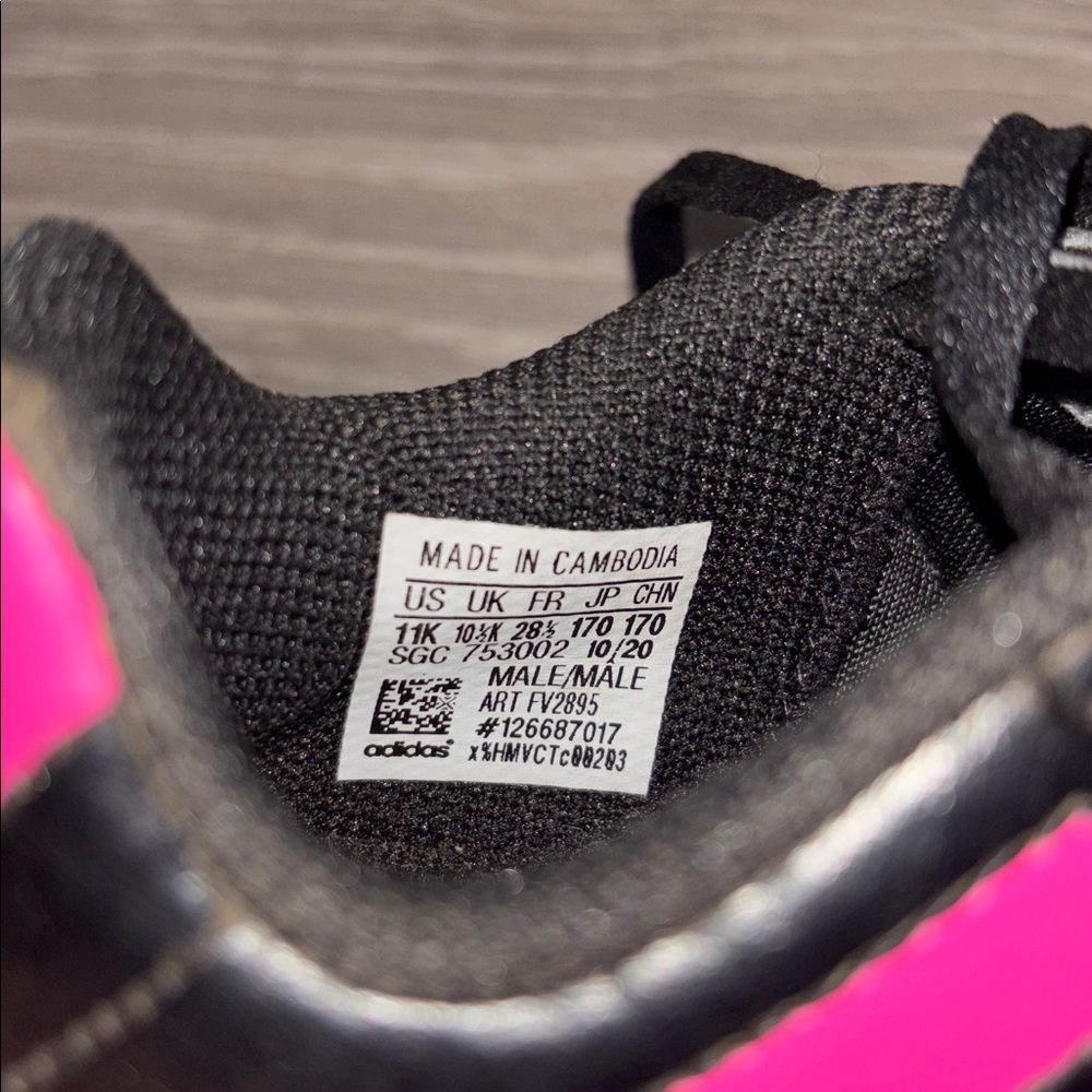 Adidas Black Cleats with Pink Highlights - Size 11K - Picture 6 of 7